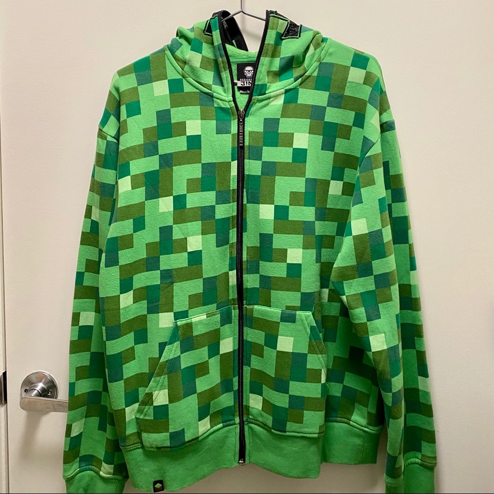 JINX Minecraft Men’s Zip-Up Hoodie with Full Mask